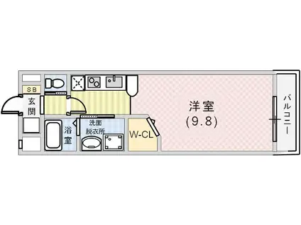 グランドオークKOBE北野(1K/3階)の間取り写真