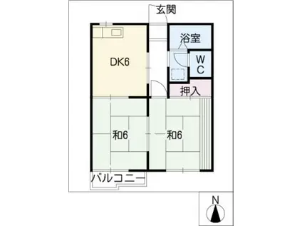 フォーブルマキタII(2DK/1階)の間取り写真