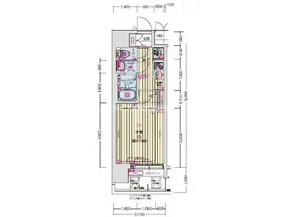 プレサンスネオ大和田ステーションベゼルプレサンスNEO大和田STAT(1K/3階)の間取り写真