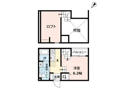 COCOCALM半道橋(ワンルーム/2階)の間取り写真