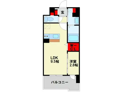 グランヒルズ戸畑(1LDK/10階)の間取り写真