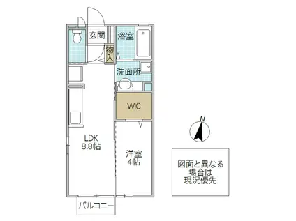リヴェール見和(1LDK/2階)の間取り写真