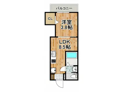 春日出北2丁目PJ(1LDK/3階)の間取り写真