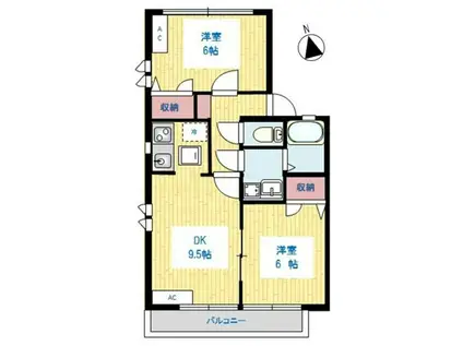 ファミールA(2DK/2階)の間取り写真