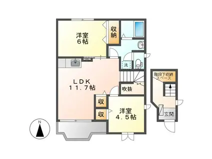 クレストール夏澤B棟(2LDK/2階)の間取り写真