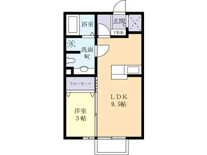 ポッシュA(1LDK/1階)の間取り写真