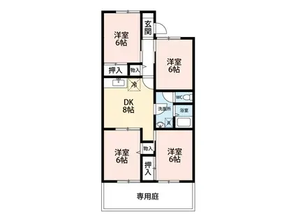 セジュール桂 B(4DK/1階)の間取り写真