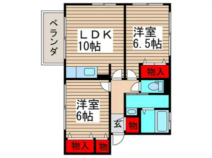 サンコート1番館(2LDK/1階)の間取り写真