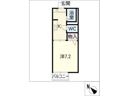 グリーンハイツ清和(1K/2階)の間取り写真