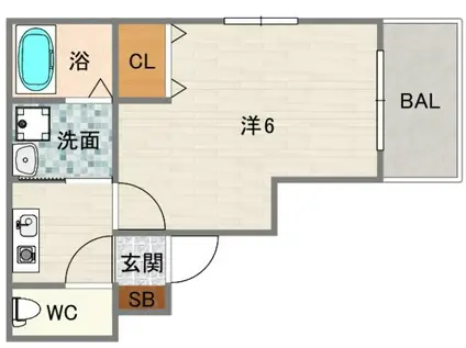 ウイング(1K/2階)の間取り写真