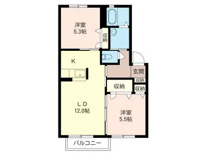 シャルル・アンレ(2LDK/1階)の間取り写真