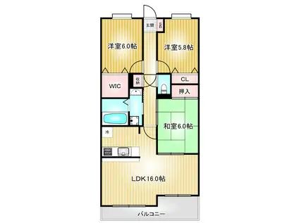 トラスティ甚目寺(3LDK/4階)の間取り写真