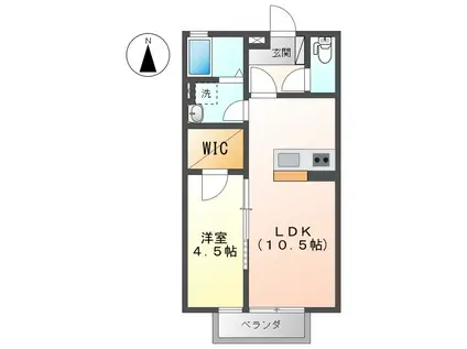 ル・マズルカ I(1LDK/1階)の間取り写真
