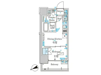 パークアクシス芝浦キャナル(1DK/1階)の間取り写真