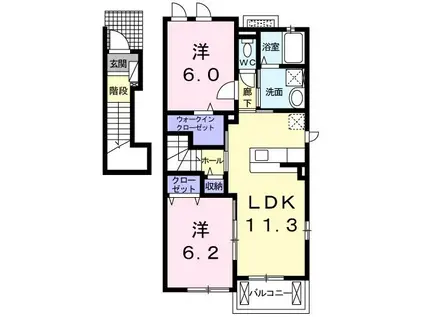 フォレストグランドA棟(2LDK/2階)の間取り写真