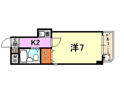 ヴィラ元町(1K/3階)の間取り写真