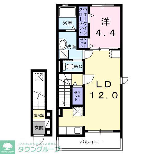 FOUR(1LDK/2階)の間取り写真