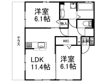 ウエスタンリバー(2LDK/1階)の間取り写真