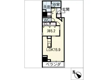 ロイジェント新栄II(1LDK/5階)の間取り写真