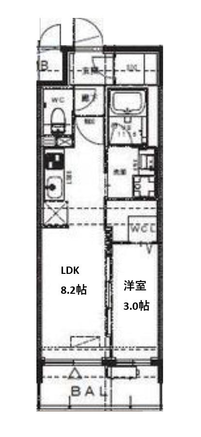 ALIVIS九条(1LDK/14階)の間取り写真