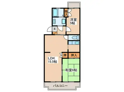 エクレールK久野(2LDK/3階)の間取り写真