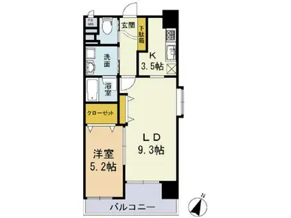 フォレスタ高砂(1LDK/4階)の間取り写真