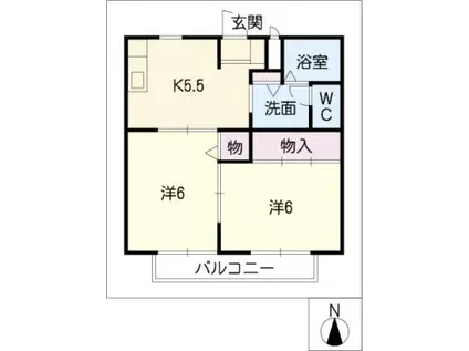 サンライズ豊(2DK/2階)の間取り写真