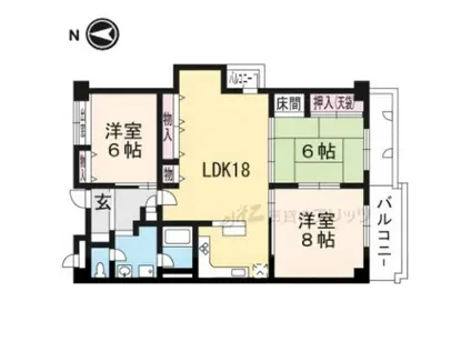 ベラディールI(3LDK/3階)の間取り写真