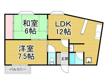 東洋ビル(2LDK/3階)の間取り写真
