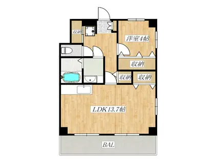 ドミール瑞來(1LDK/5階)の間取り写真