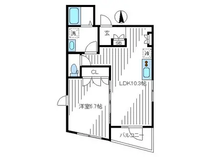 MT高円寺(1LDK/2階)の間取り写真