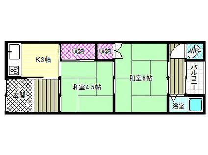 みどり荘(2K/1階)の間取り写真