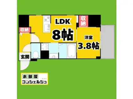 ザ・レジデンスパーク栄(1LDK/7階)の間取り写真