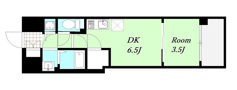 スワンズシティ谷町ブリエ(1DK/7階)の間取り写真