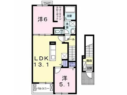 リジェール・Y(2LDK/2階)の間取り写真