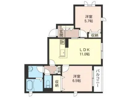 プライムメゾン(2LDK/1階)の間取り写真