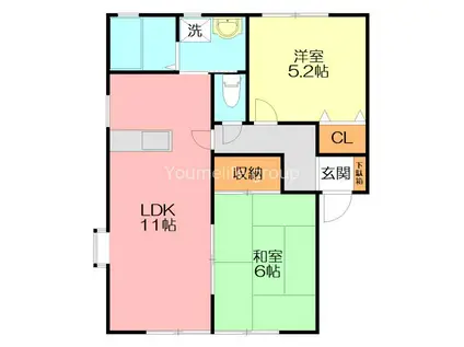 ウインディア参番館(2LDK/1階)の間取り写真