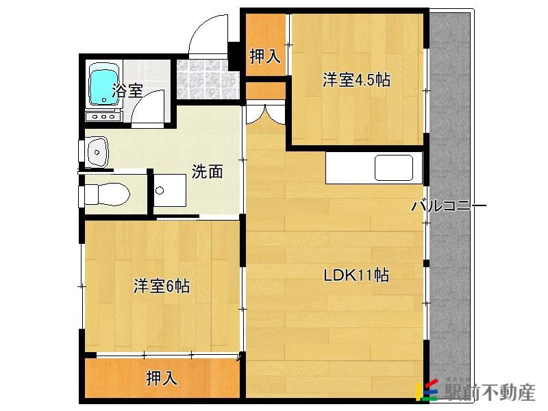 ビレッジハウス佐賀第二1号棟(2LDK/2階)の間取り写真