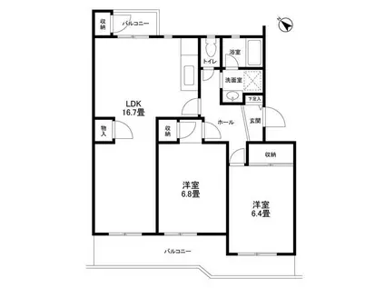 アドリーム新百合ヶ丘A(2LDK/1階)の間取り写真