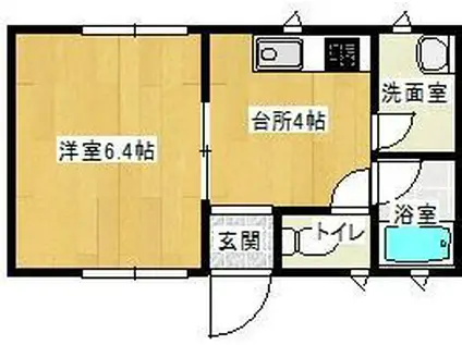 シーパレス(1K/1階)の間取り写真