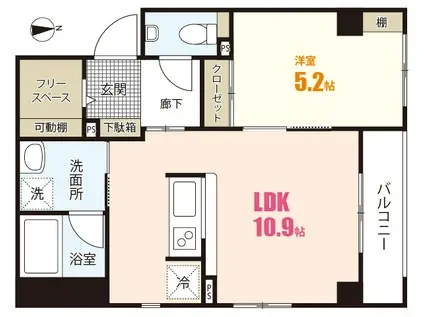スクエア西原(1LDK/2階)の間取り写真