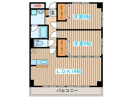 サークル10ビル(2LDK/3階)の間取り写真