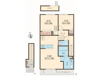 BELLE LEAD(2LDK/2階)の間取り写真