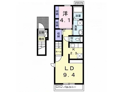 プラシード・セブン C(1LDK/2階)の間取り写真