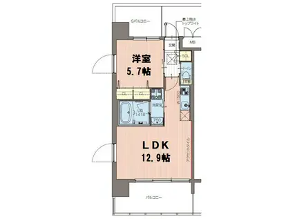 DIMUS福島(1LDK/6階)の間取り写真