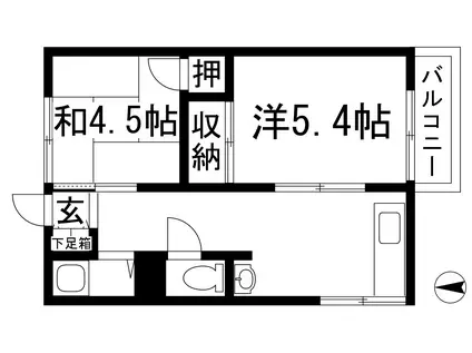 安倉南ハイツⅠ(2K/2階)の間取り写真