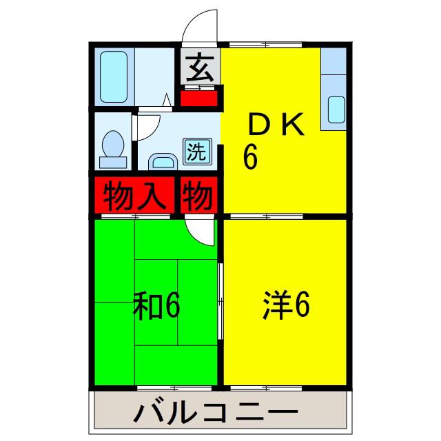 プチパレス(2DK/1階)の間取り写真