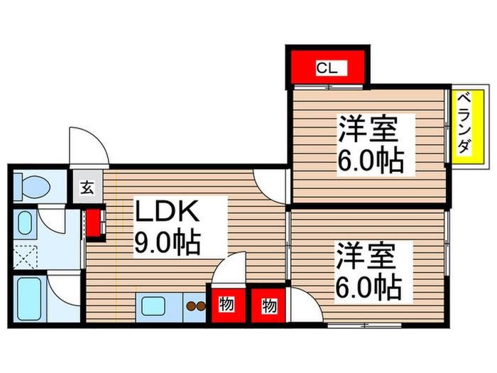 プレステージ5(2LDK/1階)の間取り写真