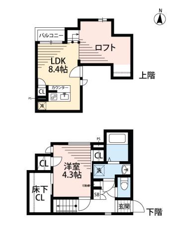 CB鳥栖プリューム(1LDK/2階)の間取り写真