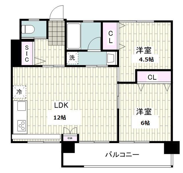 汐見台団地1407号棟(2LDK/4階)の間取り写真